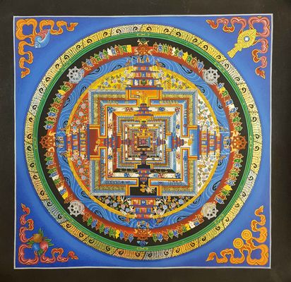Blue Kalachakra Mandala Thangka [hand Painted], [real Gold]