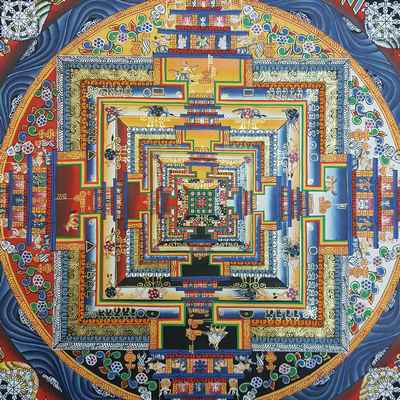 Green Kalachakra Mandala [real Gold], [wooden Canvas Stretcher]