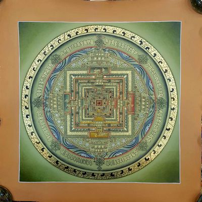Olive Green Kalachakra Mandala