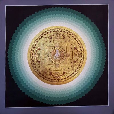 Blue Lotus Shading Mandala Of White Tara