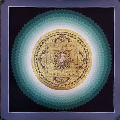 Blue Lotus Shading Mandala Of White Tara