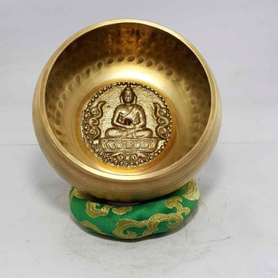 Buddha Embossed Hand Hammered Singing Bowls [casting], [brass], [select Accessories]