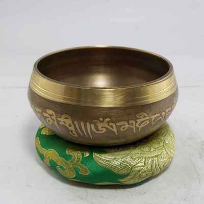 Om Mani Padme Hum Design [2] Singing Bowls [casting], [brass], [etched Designs], [select Accessories]