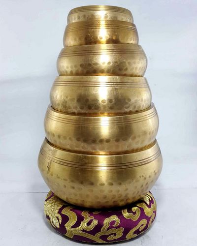Hand Hammered Singing Bowls [6pcs Set], [casting], [brass], [select Accessories]