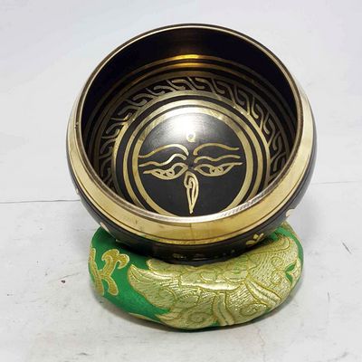 Buddha Eye Design Singing Bowls [casting], [brass], [black], [etched Designs], [select Accessories]