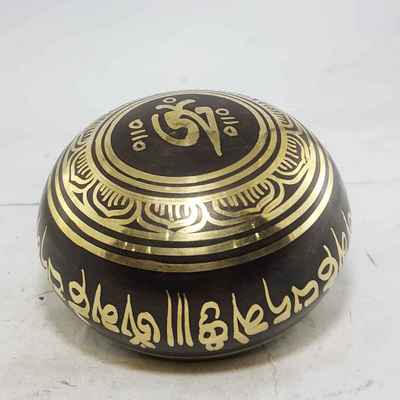 Buddha Eye Design Singing Bowls [casting], [brass], [black], [etched Designs], [select Accessories]