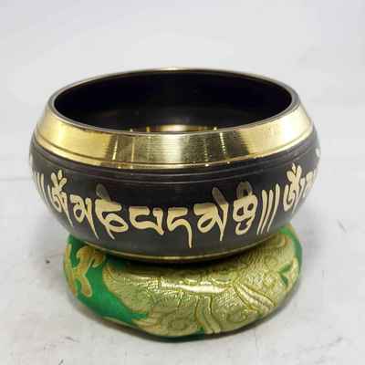 Buddha Eye Design Singing Bowls [casting], [brass], [black], [etched Designs], [select Accessories]