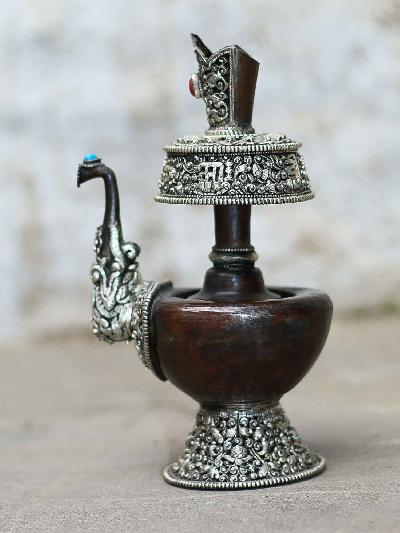 Copper Tibetan Bhumpa- Bhumba Silver Plated High Quality Carving