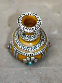 Amber Design Silver Carved Tibetan Flower Vase