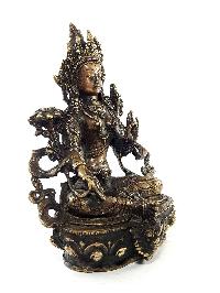 Exquisite And Rare Nepali Green Tara Statue [antique Finishing] - Perfect For Gifting And Home Décor At An Affordable Price