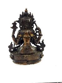Exquisite And Rare Nepali Brass Chenrezig Statue [antique Finishing] - Perfect For Gifting And Home Décor At An Affordable Price