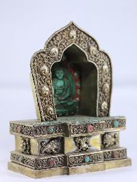 Copper Handmade Ghau [silver Plated], [resin Buddha]