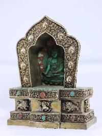 Copper Handmade Ghau [silver Plated], [resin Buddha]