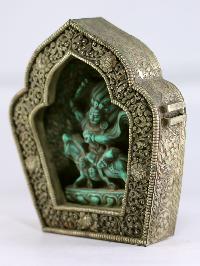 Copper Handmade Ghau [silver Plated], [resin Palden Lahmo]