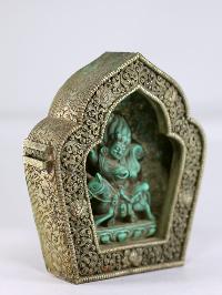 Copper Handmade Ghau [silver Plated], [resin Palden Lahmo]