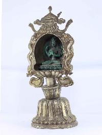 Copper Handmade Stand Chenrezig Ghau [silver Plated]