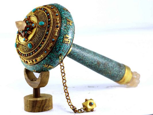Real Stone Prayer Wheel With Gold Plated
