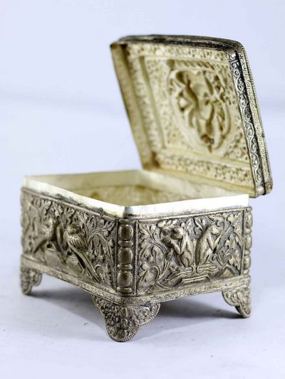 Silver Jewelry Box Ganesh Carved