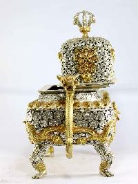 Copper Incense Burner [silver And Gold Plated], [high Quality Carving], [makal, Maka, Incense Burner]