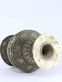 White Metal Tibetan Flower Vase : Vase With [real Turquoise]