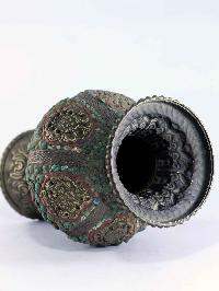 White Metal Tibetan Flower Vase : Vase With [real Turquoise] And Other Stones