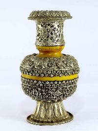 Tibetan Flower Vase :silver Vase Over Imitation Amber
