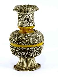 Tibetan Flower Vase :silver Vase Over Imitation Amber