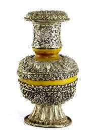 Tibetan Flower Vase :silver Vase Over Imitation Amber