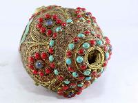 White Metal Filigree Conch Shell With With Buddha
