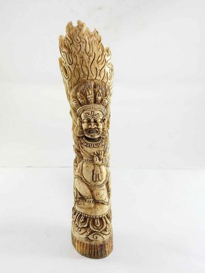 Tibet Tantra Old Cattle Bone Carved Mahakala Stamp