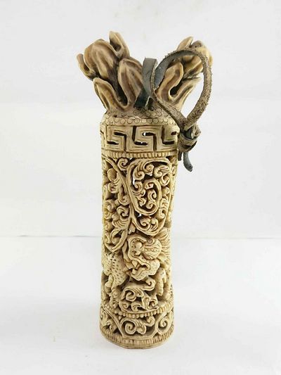 Tibet Tantra Old Cattle Bone Carved Tibetan Stanp