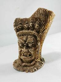 Tibet Tantra Old Cattle Bone Carved Mahakala Head