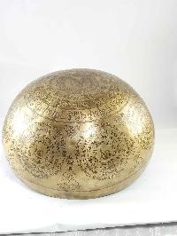 Solar Chakra High Quality Singing Bowl [jambati], With Chenrezig At The Centre And Ashtamangala, [select Accessories]
