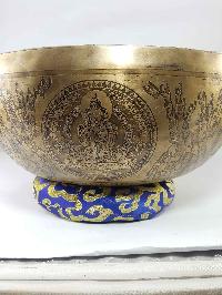 Root Chakra High Quality Singing Bowl [jambati], With Chenrezig On The Centre Ashtamangal On Sides, [select Accessories]