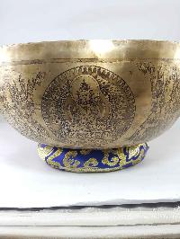 Root Chakra High Quality Singing Bowl [jambati], With Chenrezig On The Centre Ashtamangal On Sides, [select Accessories]