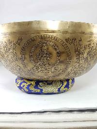 Root Chakra High Quality Singing Bowl [jambati], With Chenrezig On The Centre Ashtamangal On Sides, [select Accessories]