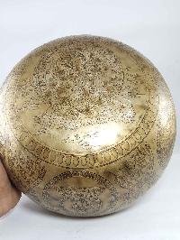 Root Chakra High Quality Singing Bowl [jambati], With Chenrezig On The Centre Ashtamangal On Sides, [select Accessories]