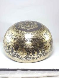 Crown Chakra Handmade Bronze Singing Bowl With Amitabha Buddha Etching Carving, [select Accessories]