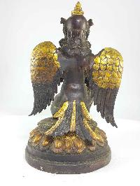 Copper Statue Of Sitting Garuda, [golden Paint], [antique Finishing]
