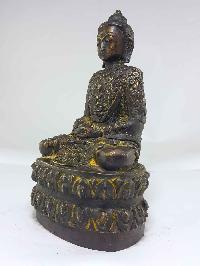 Copper Amitata Buddha Statue With Antique Finishing And Life Story Carving