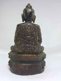 Copper Amitata Buddha Statue With Antique Finishing And Life Story Carving