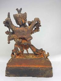 Brass Chakrasamvara - Heruka Statue With Wooden Base And Antique Finishing
