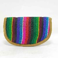 Leather And Gheri Cotton Purse [button Lock]