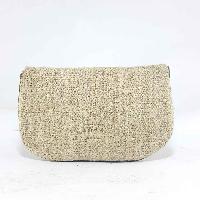 Leather And Gheri Cotton Purse [button Lock]