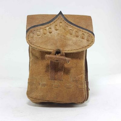 Pure Leather Handmade Belt Bag [all Hand Stitched], [1 Pocket], [leather Button Lock], [black]