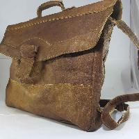 Himalayan Yak Leather Office Shoulder Bag [1 Pocket], [leather Stripe Lock]