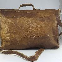 Himalayan Yak Leather Office Shoulder Bag [1 Pocket], [leather Stripe Lock]