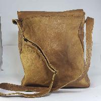 Himalayan Yak Leather Office Shoulder Bag [2 Pocket], [2 Zip], [1 Leather Botton Lock]