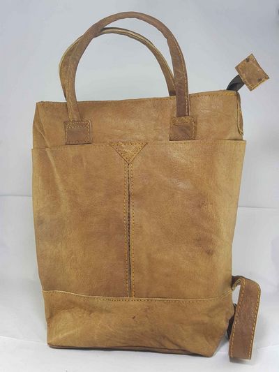 Himalayan Yak Leather Shopping Bag [3 Pocket], [1 Hidden Pocket], [1 Zip]