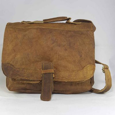 Himalayan Yak Leather Cross Shoulder Bag [3 Pocket], [2 Leather Button Lock], [1 Leather Stipe Lock]